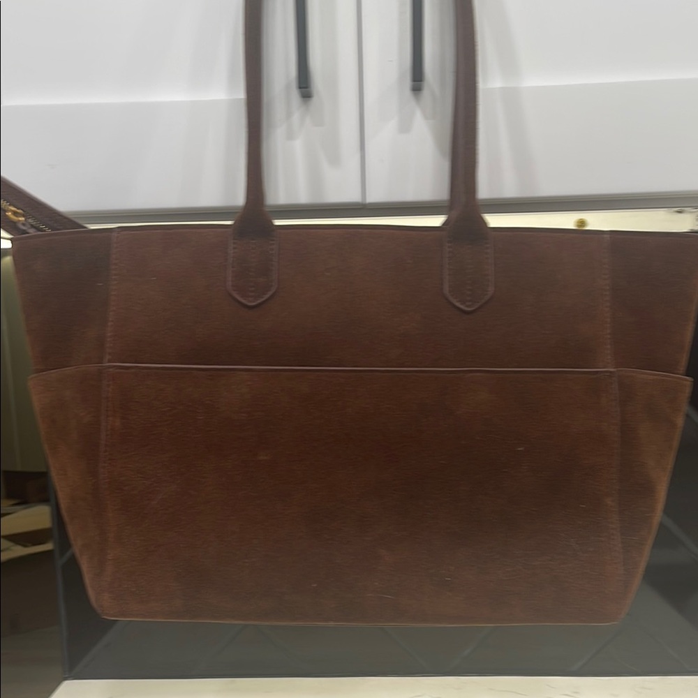 Quince Italian Suede Brown Shopper Tote